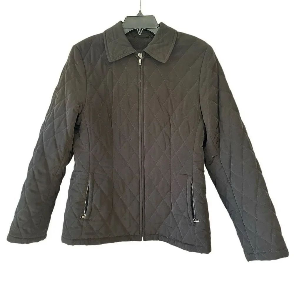 Breatan quilted zip up jacket, black, size M